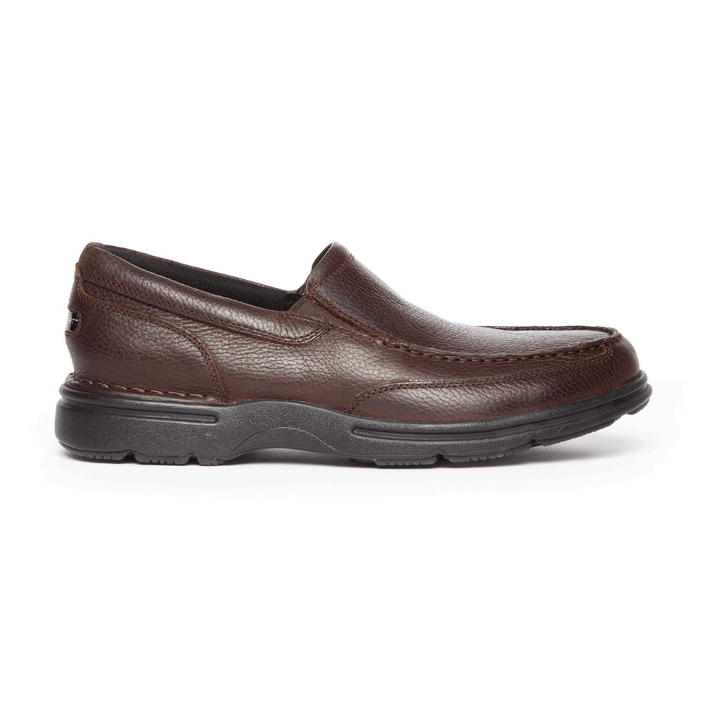 Rockport Mens Slip-On Dark Brown - ProWalker Eureka Plus - UK 294-ZVBGMO